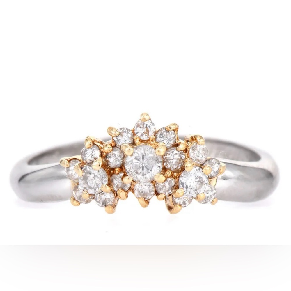 Estate Diamond, Platinum & 18k gold cluster ring